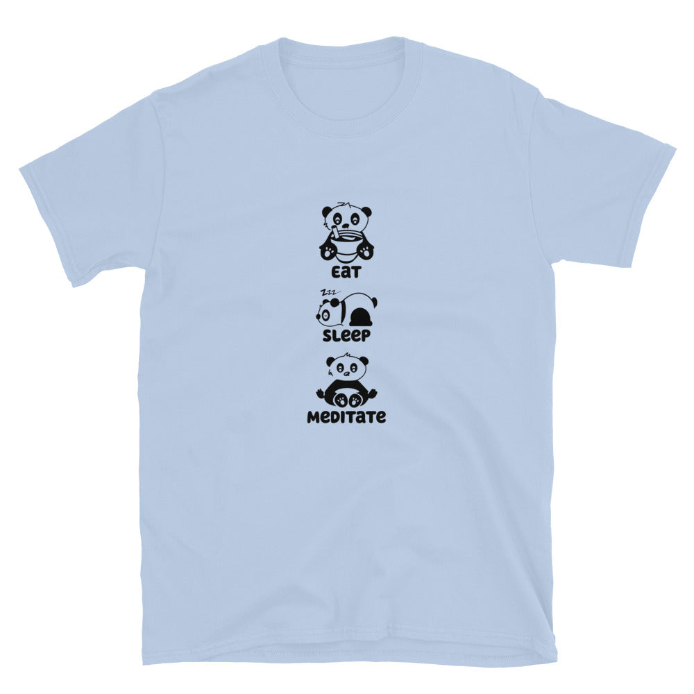 Eat Sleep Meditate Panda TShirt - Light Blue Color - https://ascensionemporium.net